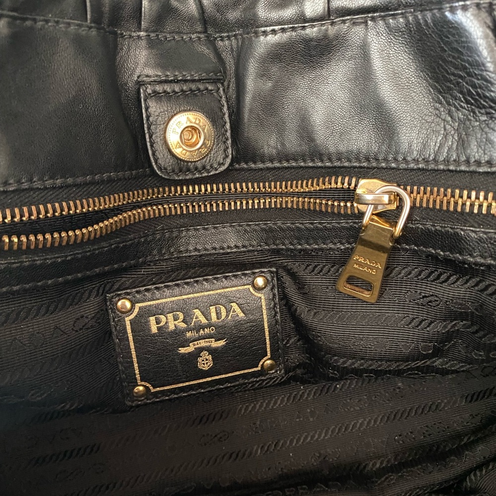 PRADA Napa Gaufre Ruched Leather Bag - Picture 7 of 9